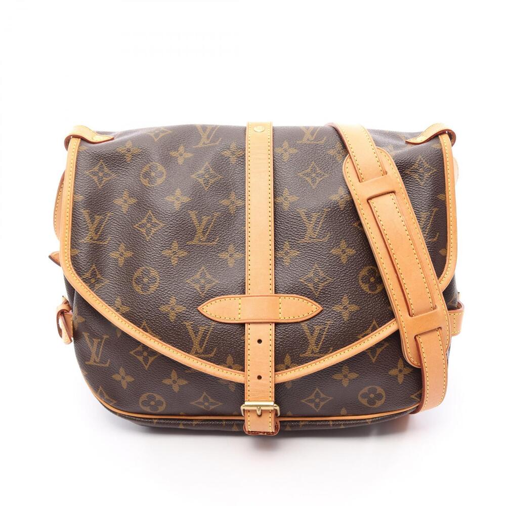 Louis Vuitton Saumur Monogram Shoulder Bag Canvas Leather Brown